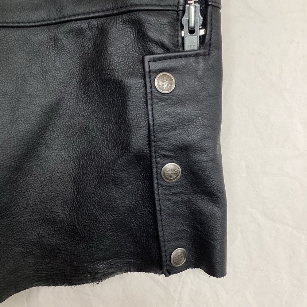 Harley Davidson motorcycles black leather chaps made in USA size large - Picture 10 of 15